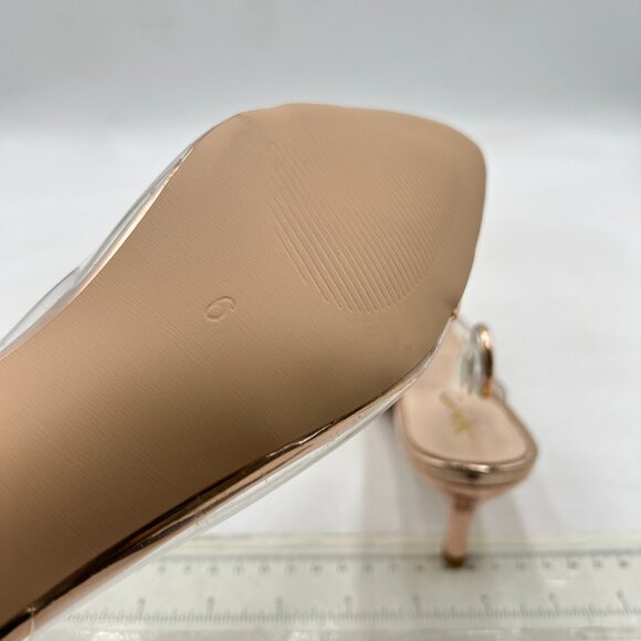 XYD Champagne Transparent Slingback Kitten Heels Pumps Pointed Toe PVC Sandals - Picture 7 of 9